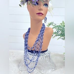 Awesome 8 Layered Necklace and Earrings Set